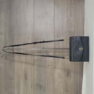 Fossil Black Leather Crossbody Bag with Gold Hardware